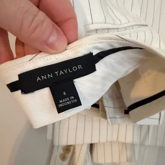 Ann Taylor Cream Pinstripe Blazer and Trousers Set - Picture 6 of 6